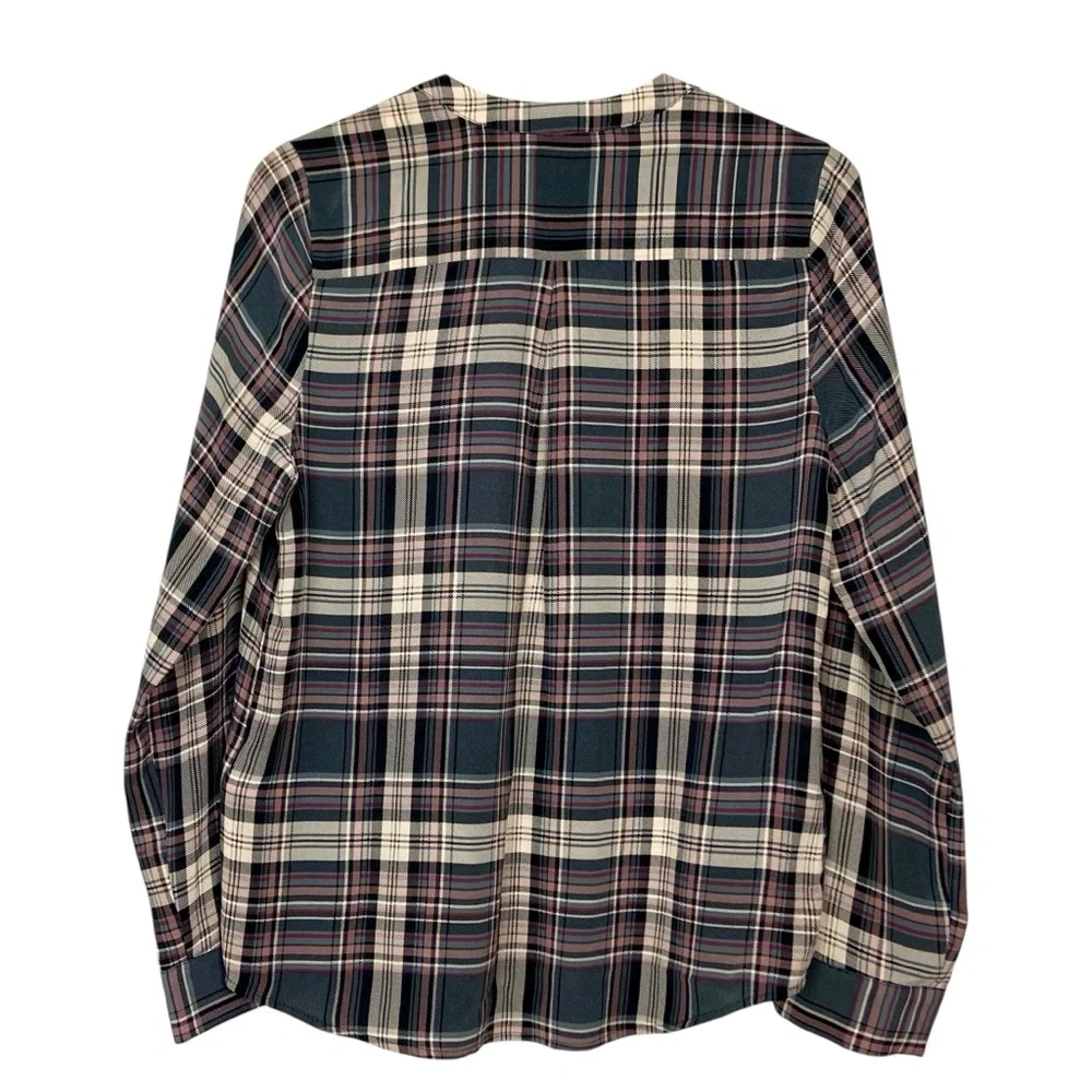 Joie Multicolor Plaid V-Neck Blouse